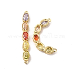 Rack Plating Brass Colorful Cubic Zirconia Connector Charms&nbsp;KK-A177-04G