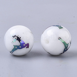 Christmas Opaque Glass Beads&nbsp;X-EGLA-R113-03D