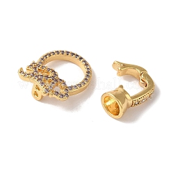 Brass Micro Pave Cubic Zirconia Fold Over Clasps&nbsp;KK-B098-01G