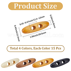 60Pcs 4 Colors 2-Hole Wood Buttons&nbsp;BUTT-GF0004-25A
