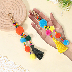 2Pcs 2 Colors Polyester Tassel Pendant Decorations&nbsp;HJEW-DJ0001-49A