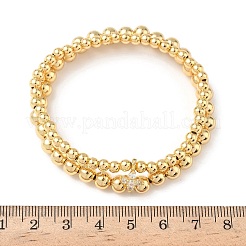 Brass Micro Pave Cubic Zirconia Round Beaded Multi-Strand Bracelets for Women&nbsp;BJEW-B148-02A-G