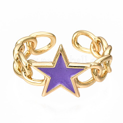 Brass Enamel Cuff Rings&nbsp;RJEW-N035-009-NF