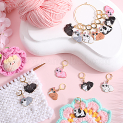 1 Set Cat Alloy Enamel Pendant Locking Stitch Markers&nbsp;HJEW-SC0001-62