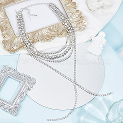 1Pc Iron Rhinestone Tennis Chains Bib Necklace&nbsp;NJEW-FG0001-11A