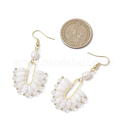 Brass Natural Cultured Freshwater Pearl Dangle Earrings&nbsp;EJEW-TA00618