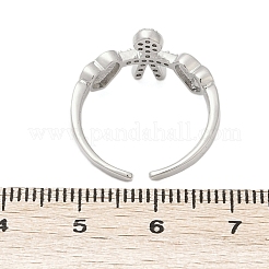 Brass Micro Pave Cubic Zirconia Adjustable Cuff Rings for Women&nbsp;RJEW-C129-11P