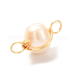 Natural Cultured Freshwater Pearl Beads Links Connectors&nbsp;PALLOY-JF00944