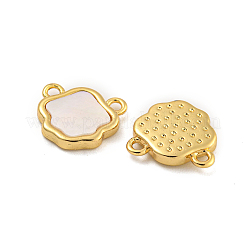 Rack Plating Brass Pave Natural Shell Flower Charms&nbsp;KK-C074-53G
