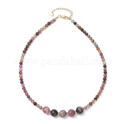 Round Natural Multicolor Tourmaline Graduated Beaded Necklaces&nbsp;NJEW-JN05952-02