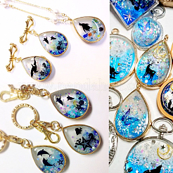 Rack Plating Alloy Drop Open Back Bezel Pendants&nbsp;PALLOY-CJ0001-24-FF