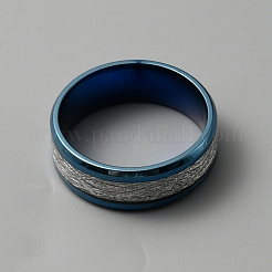 Textured 201 Stainless Steel Finger Ring&nbsp;RJEW-WH0017-05BL