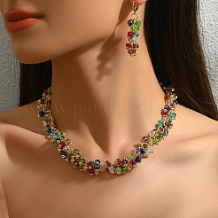 Iron & Plastic Round Beaded Necklace & Earrings Sets for Women&nbsp;IU1293