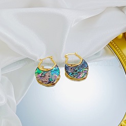 304 Stainless Steel & Paua Shell Hoop Earrings&nbsp;WG98D21-02