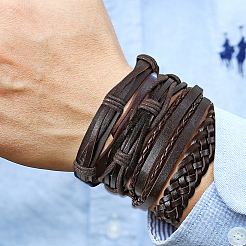1Bag Mixed Styles Adjustable PU Leather Cord Braided Bracelets for Unisex&nbsp;BJEW-CL0001-47B