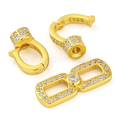925 Sterling Silver Micro Pave Clear Cubic Zirconia Fold Over Clasps&nbsp;STER-U005-10G