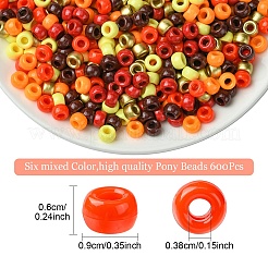 600Pcs 6 Colors Opaque Plastic Beads&nbsp;KY-YW0001-95