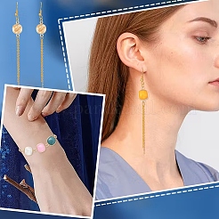 10Pcs 5 Styles Tigerskin Glass & Dyed Natural White Jade & Quartz Crystal Square Links Connector Charmss&nbsp;G-YW0002-75