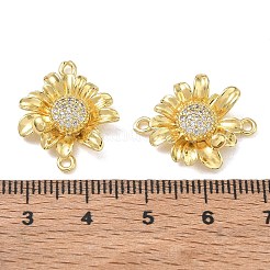Brass Micro Pave Clear Cubic Zirconia Connector Charms&nbsp;CU-CBA280C-12G