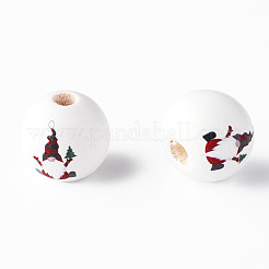 Painted Natural Wood Round Beads&nbsp;WOOD-N006-177