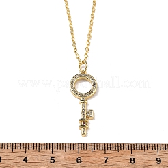 Brass Micro Pave Cubic Zirconia Ring Key Pendant Necklaces for Women&nbsp;NJEW-R027-03G-03