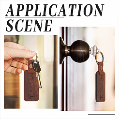 2Pcs 2 Styles Word His Only/His Queen Engraved Wooden with Leather Keychain&nbsp;WOOD-GF0001-81