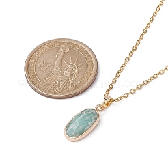 Natural Amazonite Oval Pendant Necklace&nbsp;NJEW-JN04487-02