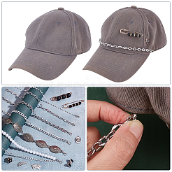Aluminum & Brass Hat Chain and Alloy Brooches and Buttons and Alloy Pendant and 304 Stainless Steel Jump Rings&nbsp;HJEW-WR00037