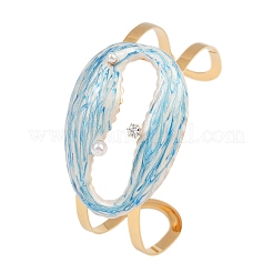 Shell Shape 304 Stainless Steel Enamel Cuff Bangles for Women&nbsp;BJEW-A049-04D-G