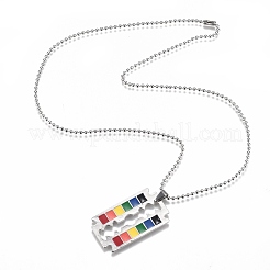 Rainbow Alloy Blade Pendant Necklaces&nbsp;NJEW-O121-02P