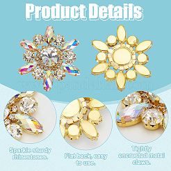 2Pcs Flower Rhinestone Ornament Accessories&nbsp;DIY-FG0006-42G-01