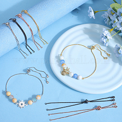 12Pcs 4 Colors Rack Plating Adjustable Brass Slider Bracelet Making&nbsp;KK-SP0001-81
