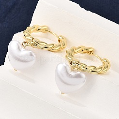 Brass ABS Plastic Pearl Hoop Earrings for Women&nbsp;EJEW-G430-05G
