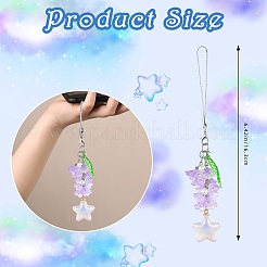 Brass & Acrylic & Glass Mobile Straps&nbsp;HJEW-SW00167-02