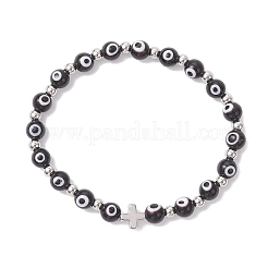 Handmade Lampwork Evil Eye Beaded Stretch Bracelets for Women&nbsp;BJEW-JB12290-02