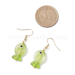 6Pairs Handmade Foil Lampwork Fish Dangle Earrings&nbsp;EJEW-JE06651