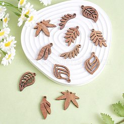 16Pcs 8 Style Autumn Theme Natural Walnut Wood Pendants&nbsp;WOOD-SZ0001-29
