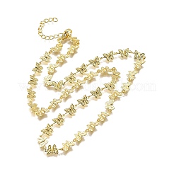 Brass Butterfly Link Chain Necklaces&nbsp;NJEW-M108-15G