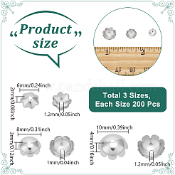 600Pcs 3 Styles 316 Surgical Stainless Steel Bead Caps&nbsp;STAS-UN0064-32