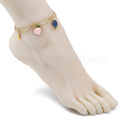 Alloy Enamel Fruit Charm Anklet&nbsp;AJEW-AN00560-01