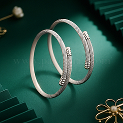 8Pcs 2 Colors 304 Stainless Steel Twist Round Cuff Bangles&nbsp;BJEW-GO0002-18