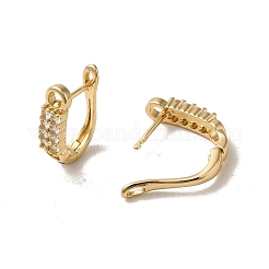 Brass Micro Pave Cubic Zirconia Hoop Earring&nbsp;EJEW-L271-02KCG-04