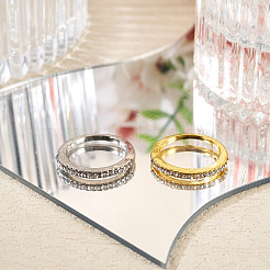 2Pcs 2 Colors Alloy with Crystal Rhinestone Finger Rings&nbsp;RJEW-TADJ0001-01E