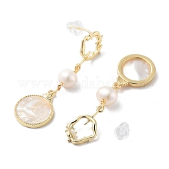 Natural Pearl Dangle Stud Earrings&nbsp;EJEW-P256-36G