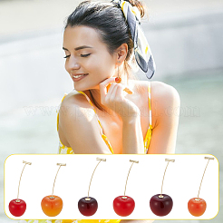 12Pcs Alloy Resin Cherry Stud Earrings for Women&nbsp;EJEW-UN0002-82
