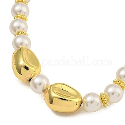 Rack Plating Brass & ABS Plastic Pearl Beads Beaded Necklaces for Women&nbsp;NJEW-C059-16G