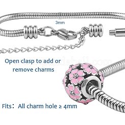 304 Stainless Steel European Snake Chains Bracelets&nbsp;STAS-PH0006-03B