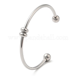 Non-Tarnish Screw End Ball 304 Stainless Steel Open Cuff Bangles&nbsp;BJEW-G677-01P