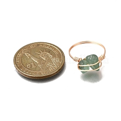 Natural Gemstone Braided Bead Chips Finger Rings&nbsp;RJEW-TA00216-01