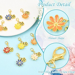 10Pcs Flower Alloy Enamel Pendant Decorations&nbsp;HJEW-YW00273